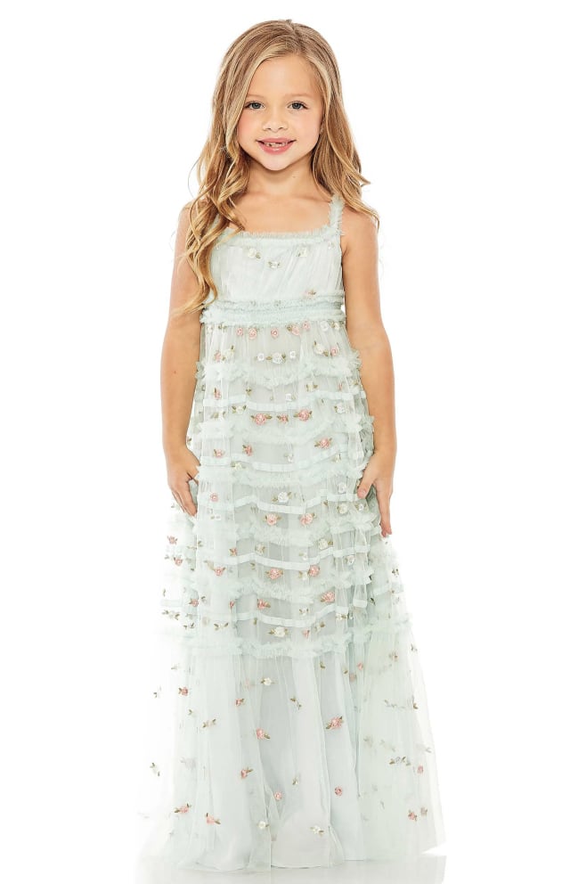 Kids' Floral Embroidered Ruffle Party Dress